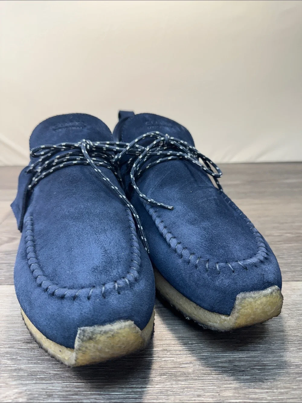Clarks Originals Navy Suede  Lace-Up Shoes men’s sz 14